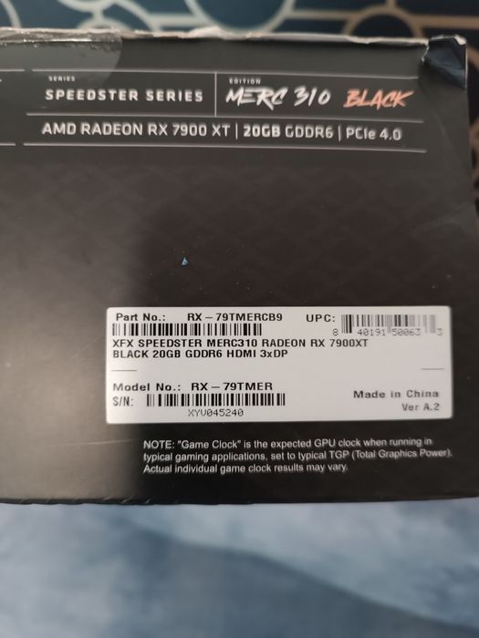 Placa video XFX Radeon RX 7900 XT SPEEDSTER MERC 310 BLACK EDITION 20G
