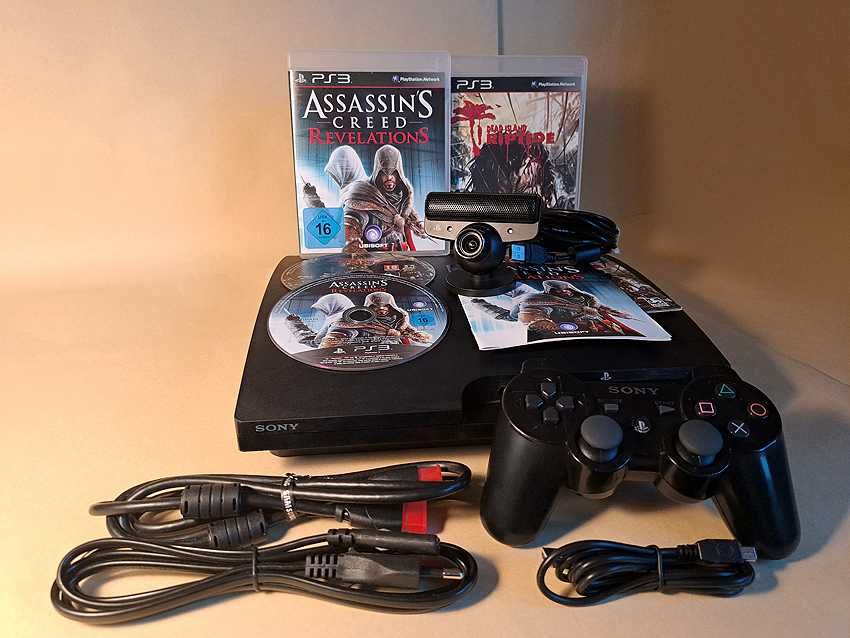 SONY PlayStation 3 PS3 slim BLACK 1000GB / 1TB, 1 controller +2 jocuri
