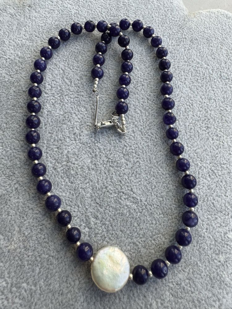 Colier din argint, lapis lazuli si perla