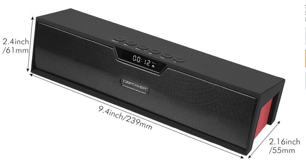 Difuzoare Bluetooth, DBPOWER BX-100 portabile cu alarmă radio/ceas