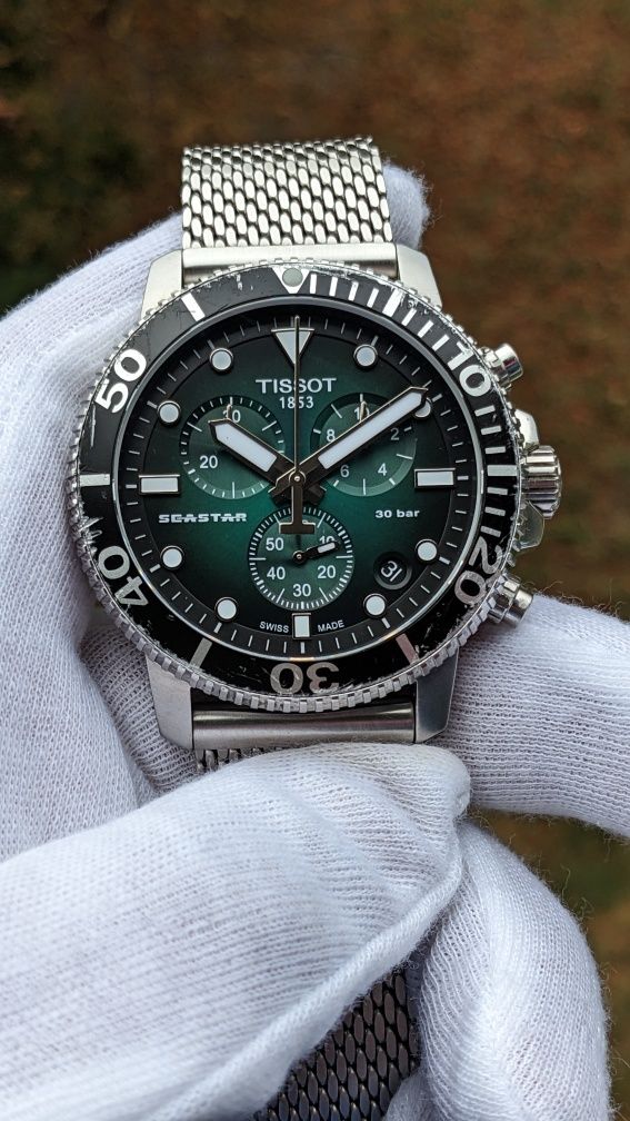 Tissot SeaStar 1000 Chronograph 45.5mm Green Dial/Milanese /Sapphire