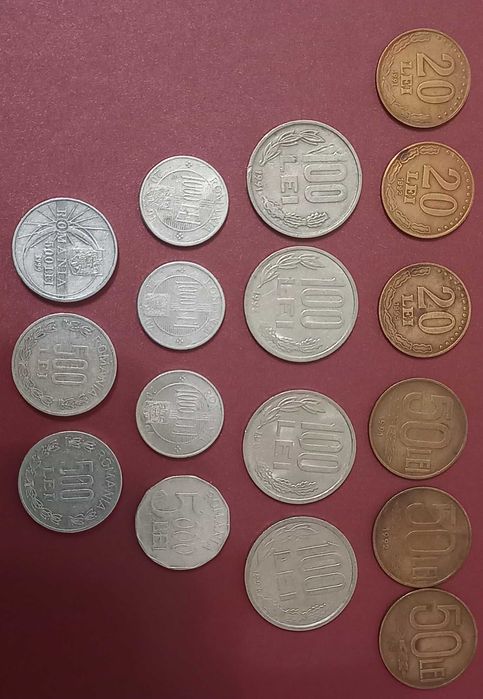37 monede ani diferiti si 2 bancnote Romania