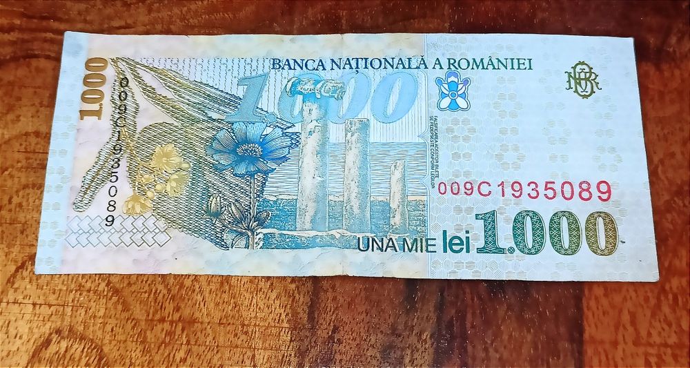 Bancnotă de 1000 lei Mihai Eminescu 1998 serie 009C