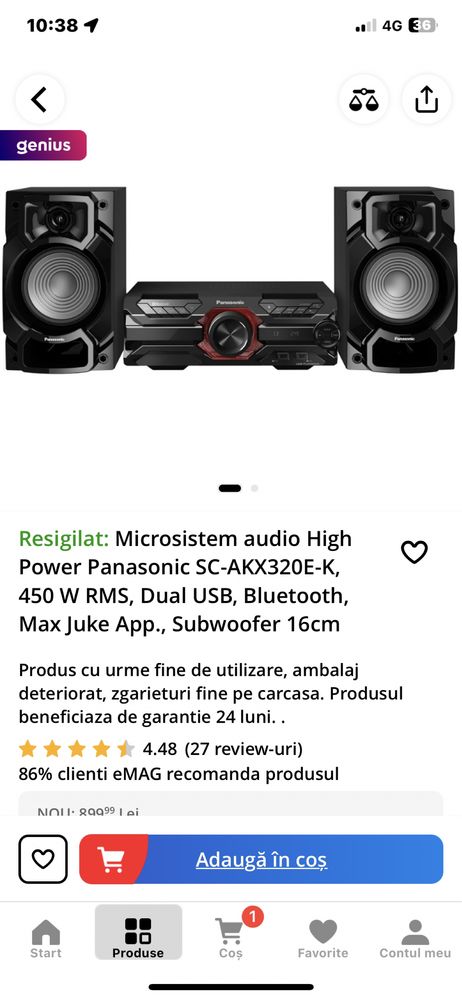 Vand sistem audio panasonic