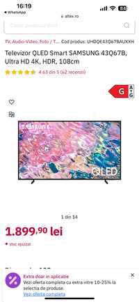 Televizor Qled smart samsung 43q67b Ultra HD 4K