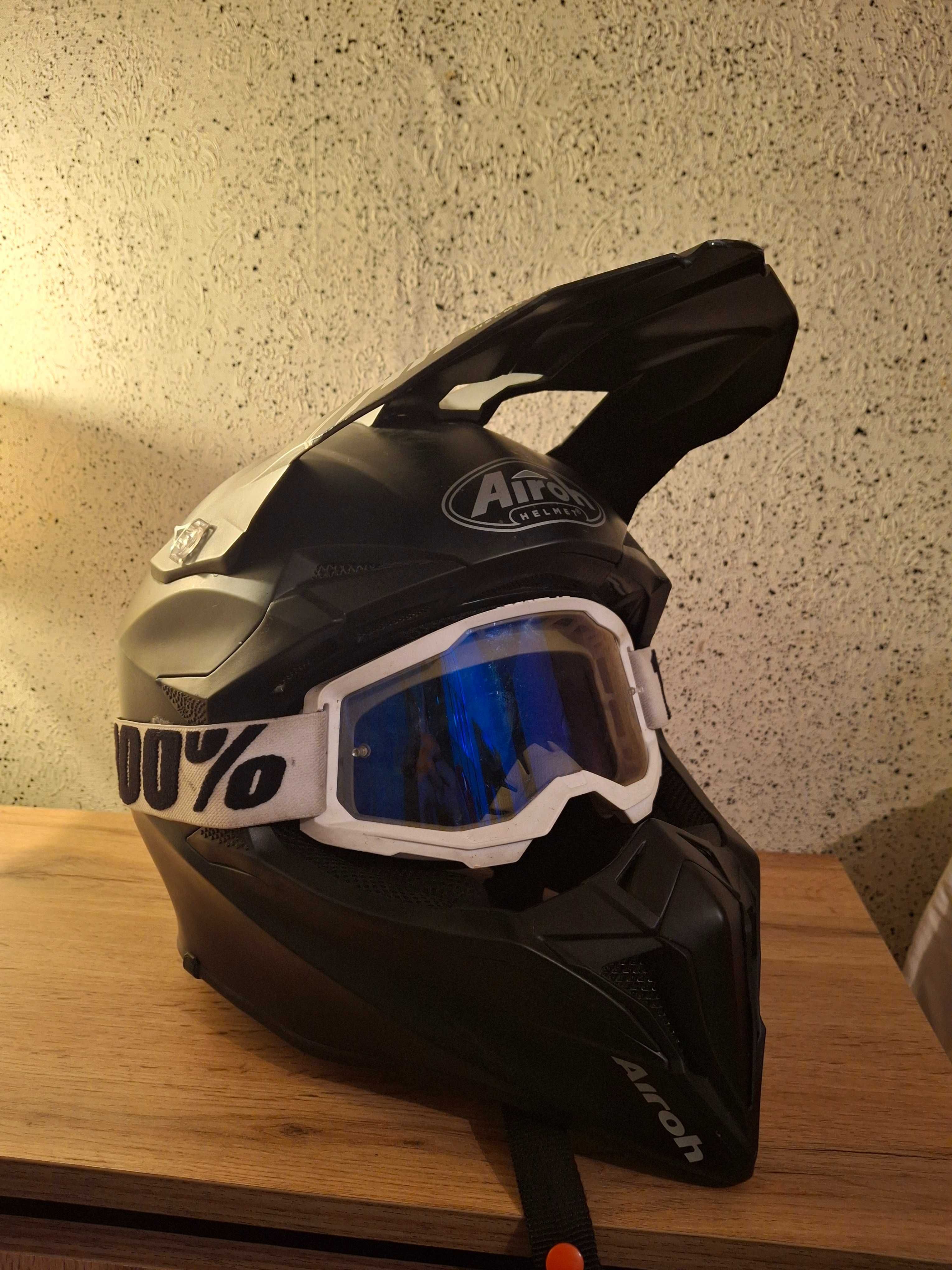 Каска с очила Airoh Black matt + 100% googles