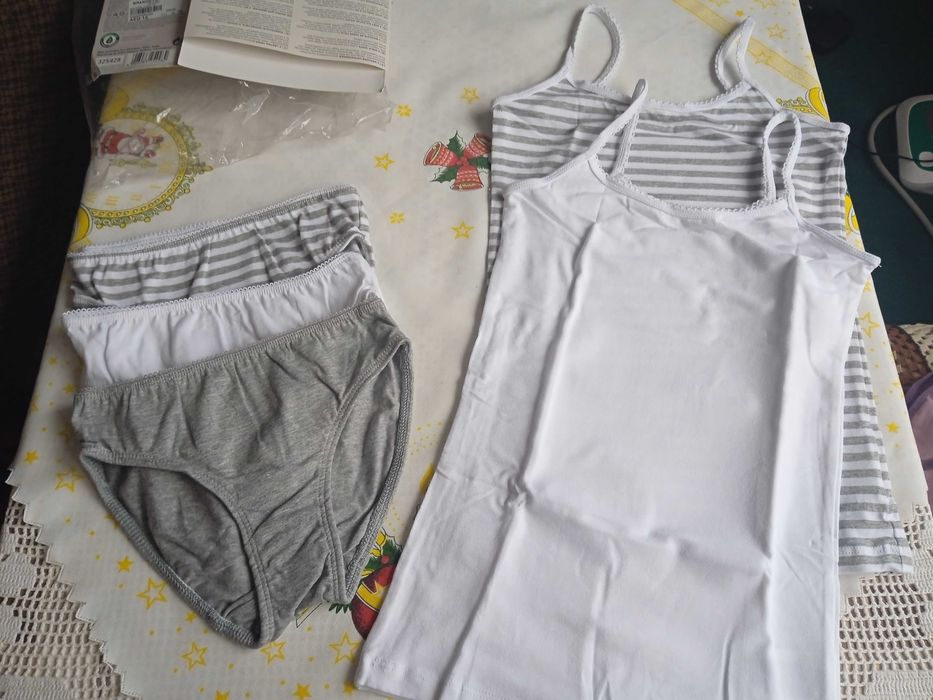 НОВ комплект детски бикини/потници Tchibo - размер 110-116, 122-128 см