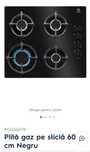 Plită gaz  pe sticlă 60 cm Negru, ELECTROLUX,  cod  KGG6407K nouă