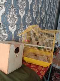 Клетка и домик для птиц