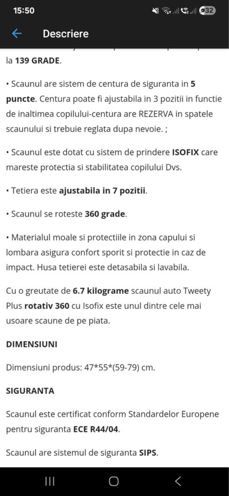 Scaune auto pentru copii. Pretul este pe bucata
