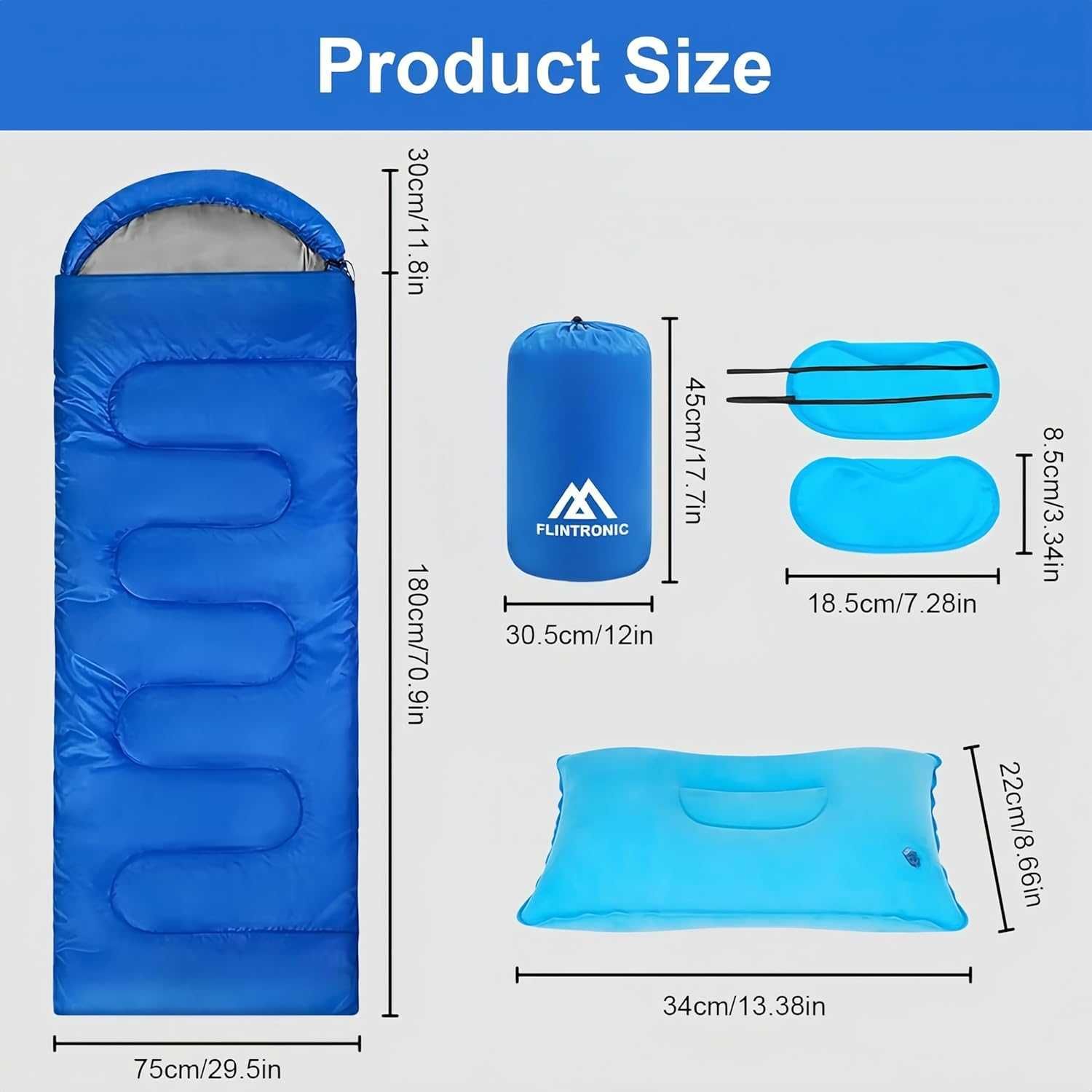 Sac de dormit ușor de camping, Flintronic, 3 sezoane, 210cm