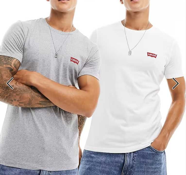 Пакет две нови оригинални мъжки тениски LEVI'S - бяла и сива -размер S