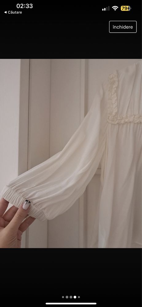 Camasa Zara mărimea S cu detaliu la gât funda albă
