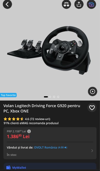 Volan Logitech G920 + scaun gaming