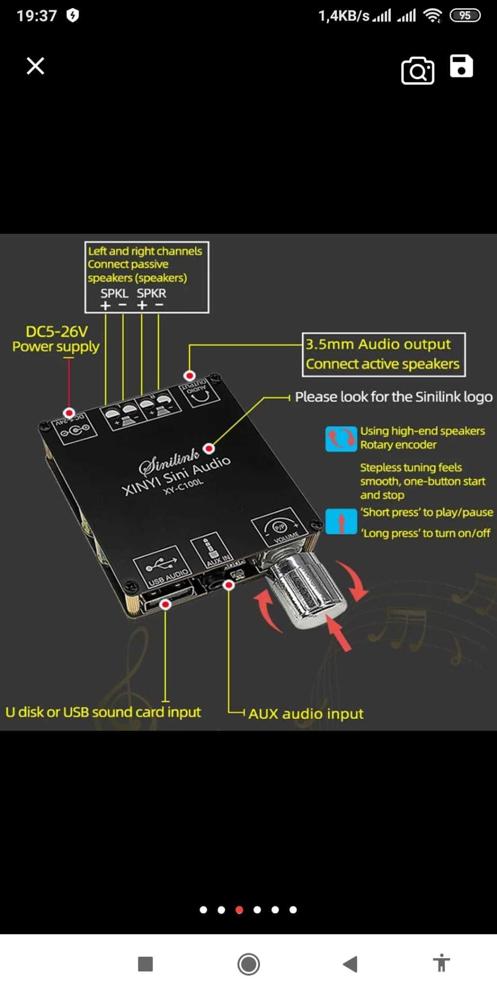 Amplificator audio 100W+100W, Bluetooth 5.0