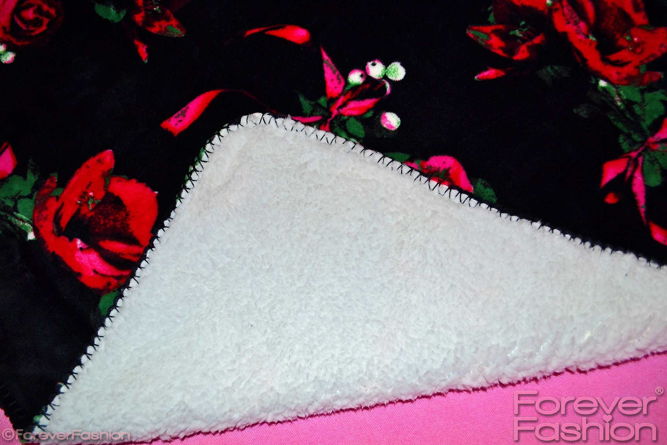 Patura VICTORIA’S SECRET 100% Originala Pufoasa Velour Sherpa Floral