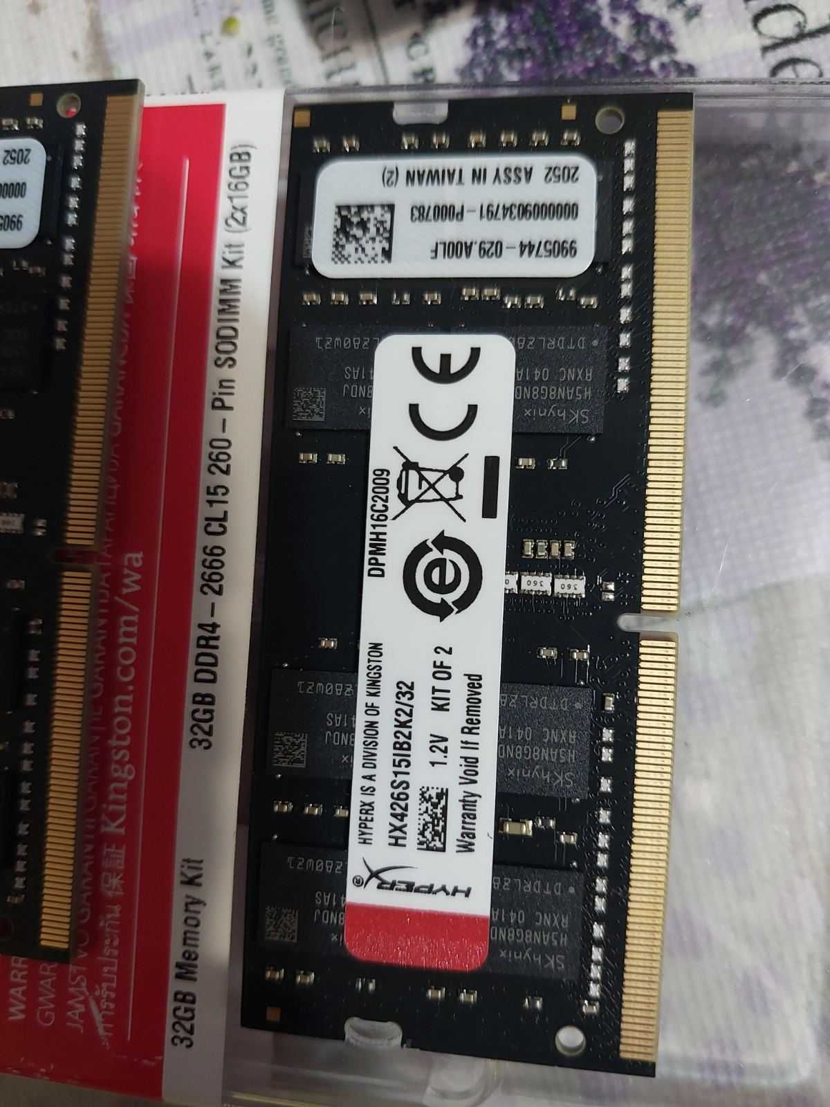 32GB DDR4 Corsair, HyperX, 2666Mhz, 2400Mhz - SODIMM (за лаптоп)