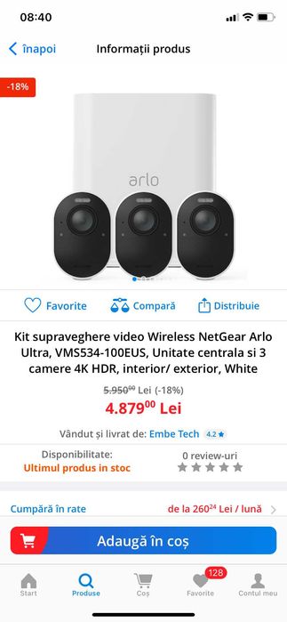 Arlo kitx3 Ultra2 si Ultra2XL Camera video supraveghere 4K NOU SIGILAT