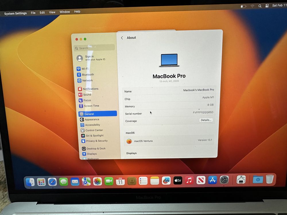 MacBook Pro 13-inch memory 8 256GB LL/A