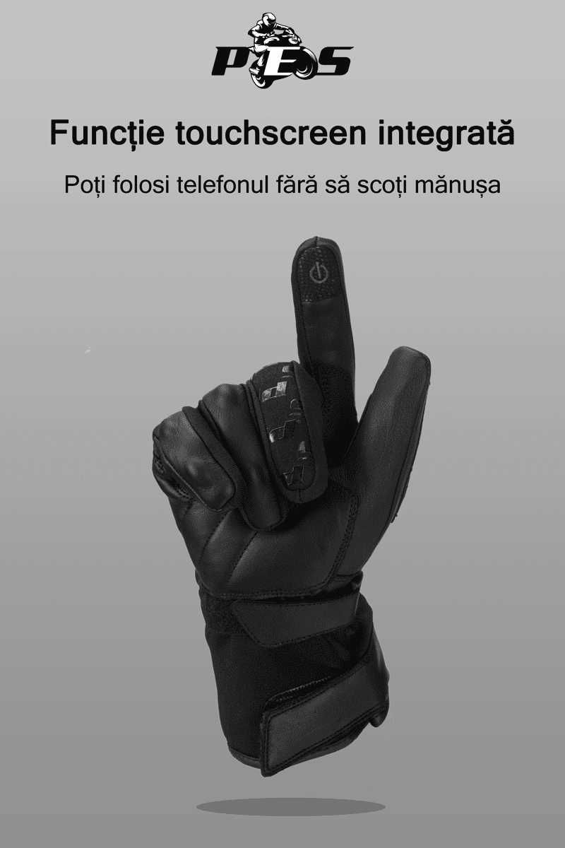 Mănuși Moto Damă din Piele PES Karma Impermeabile  Carbon Touchscreen