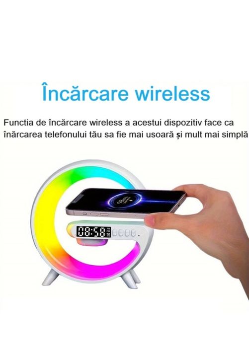 Încărcător wireless/Boxă Bluetooth/Ceas Alarmă/Lampă/LED interactiv