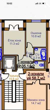 1-комнатная Квартира в Новостройке, 1-горбольница, Кукча .