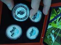 Сребърни монети в кутия със сертификат 4бр.