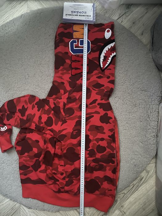Bape hanorac zip up rosu shark marime S nou