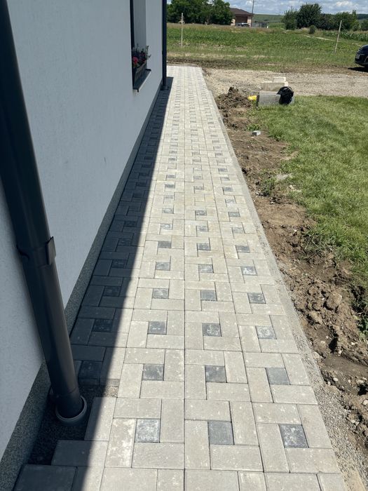 Montaj Pavaj rigole dale borduri rigole pavaj 3D gard