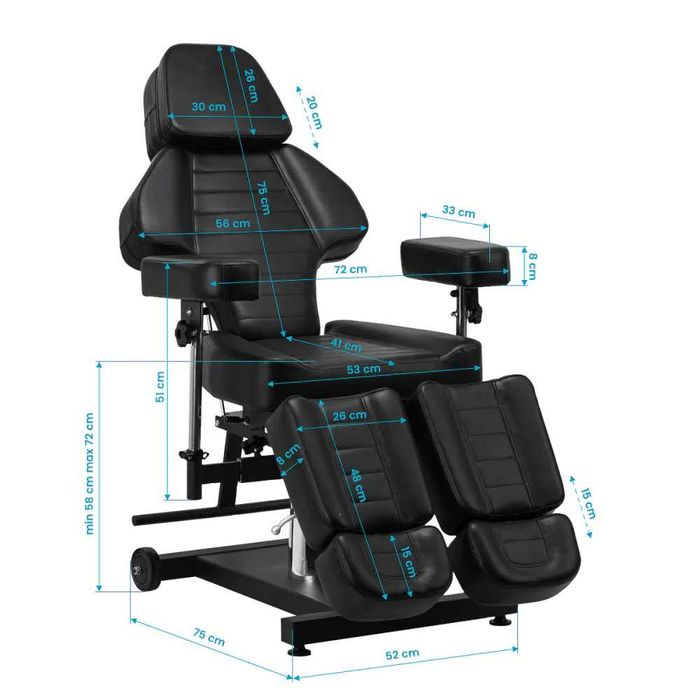 Scaun hidraulic profesional pentru tatuaj Pro Ink 601A-negru