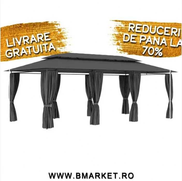 Pavilion/Foisor/Cort de gradina/terasa cu perdele 3×6 m Gri ESCORIAL