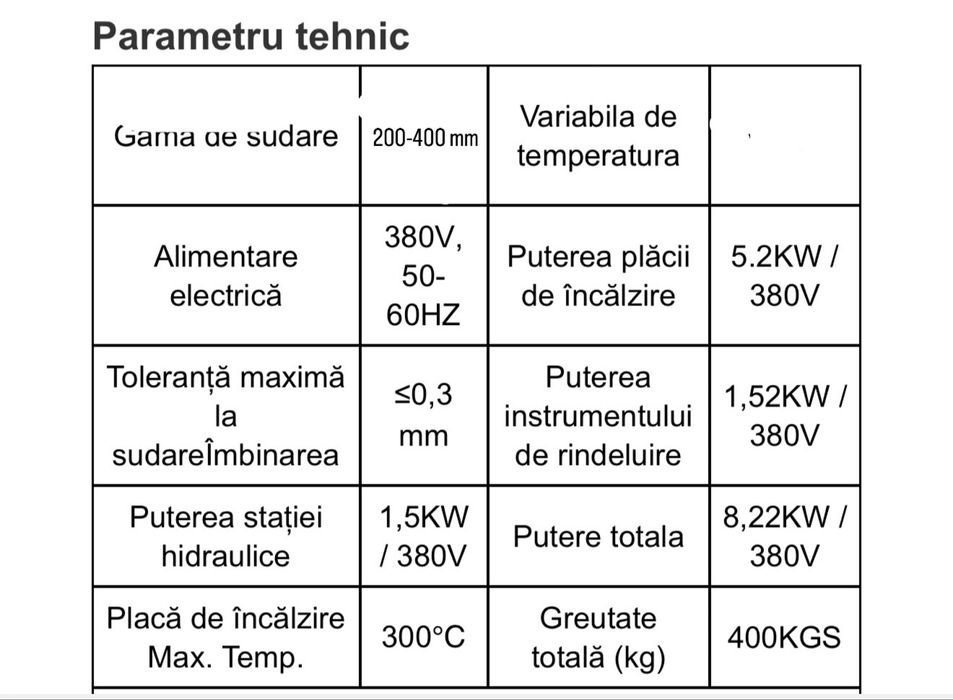 Aparat de sudura cap la cap Sud Line 200-400 mm ( Ritmo Georg fischer)