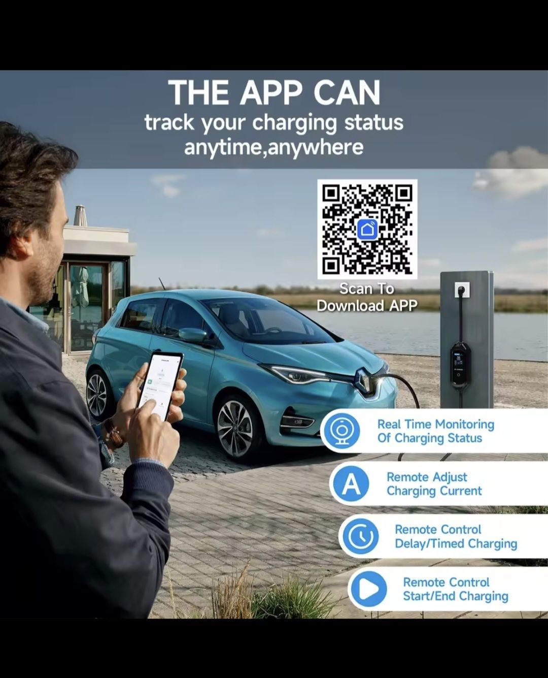 Зарядно за  електрическа кола Hybrid с Wi-Fi EV type 2