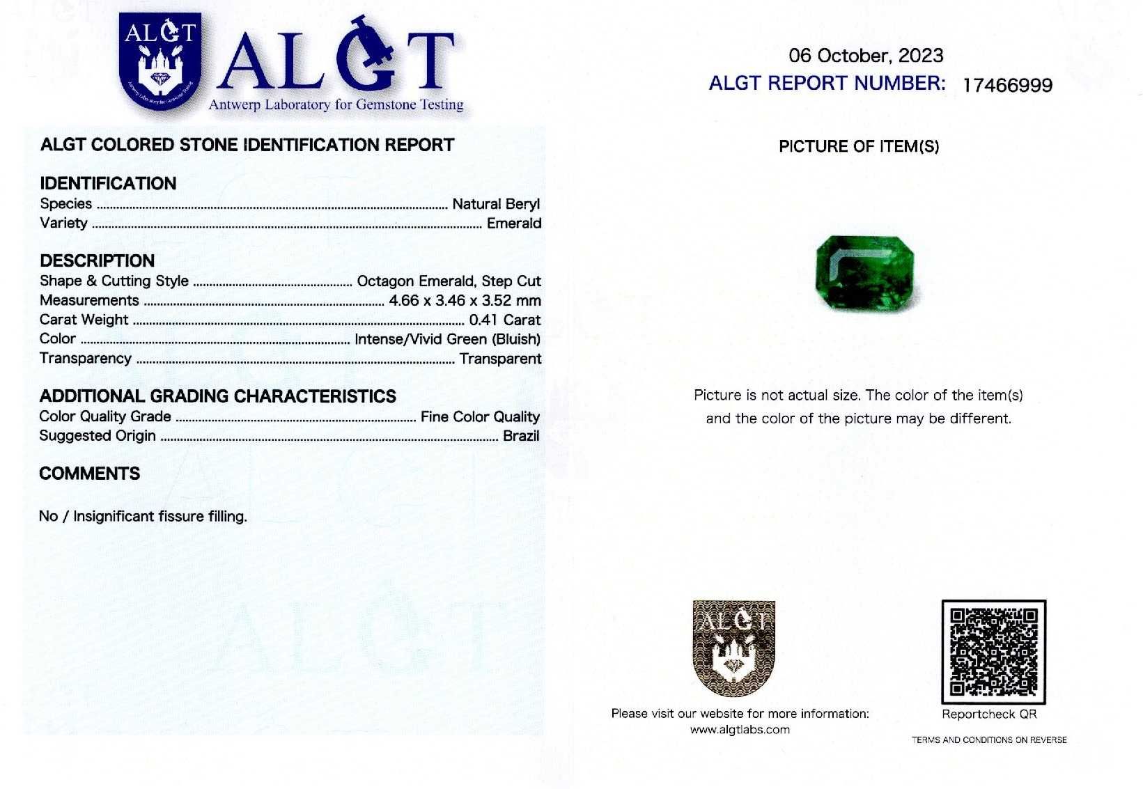 Smaralde nemontate 0,33-0,50 ct., certificare ALGT(9826,9825,9824)