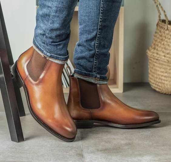 Ghete chelsea 37.5 38 plain toe premium MAHON NOI piele naturala moale