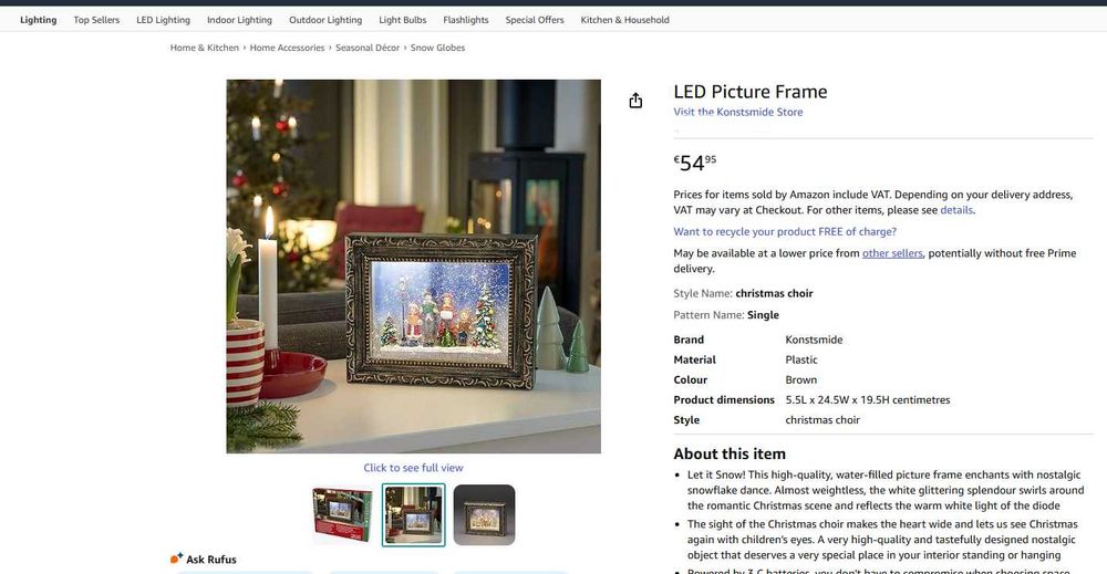 Коледна декорация Картина с LED осветление и таймер НОВО DE Семеен дар
