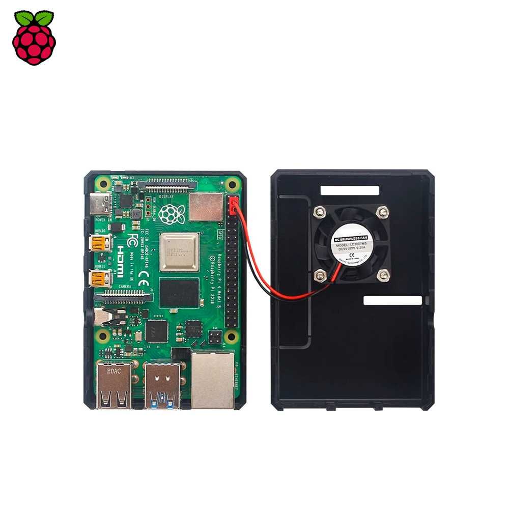 Пластиковый корпус с кулером охлаждения - для Raspberry Pi 4B