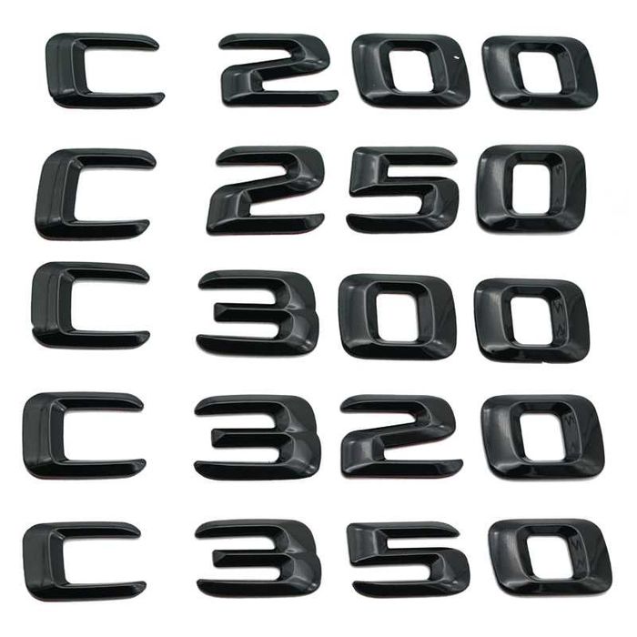 Emblema GLC300, GLS350, E220, S400, E63, C350, Chrom, Negru Mercedes