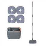 Set mop rotativ cu galeata centrifuga, separa apa murdara, 4 rezerve