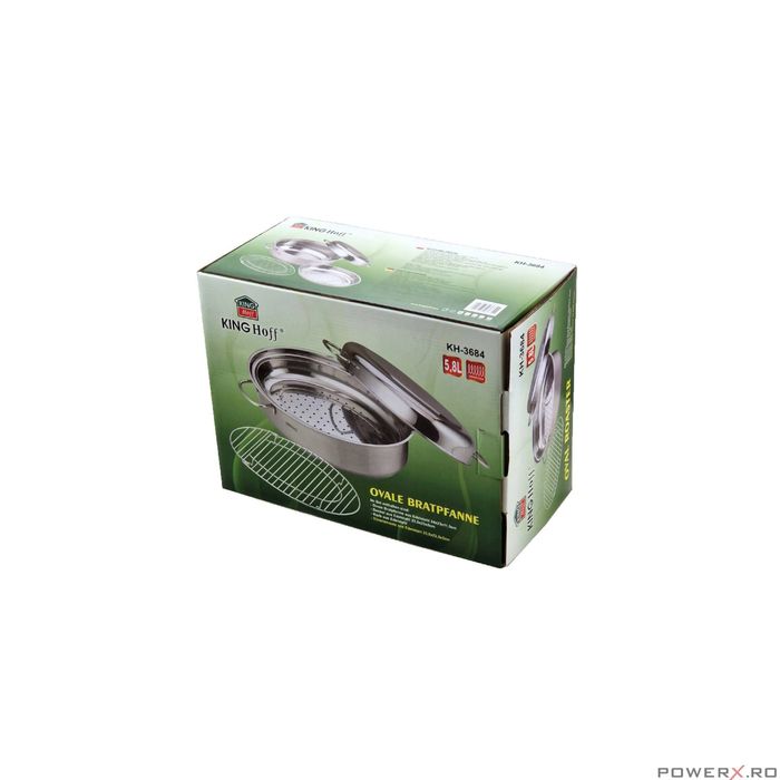 Tava pentru fiert la abur, din inox, cu capac, capacitate 5.8 litri,