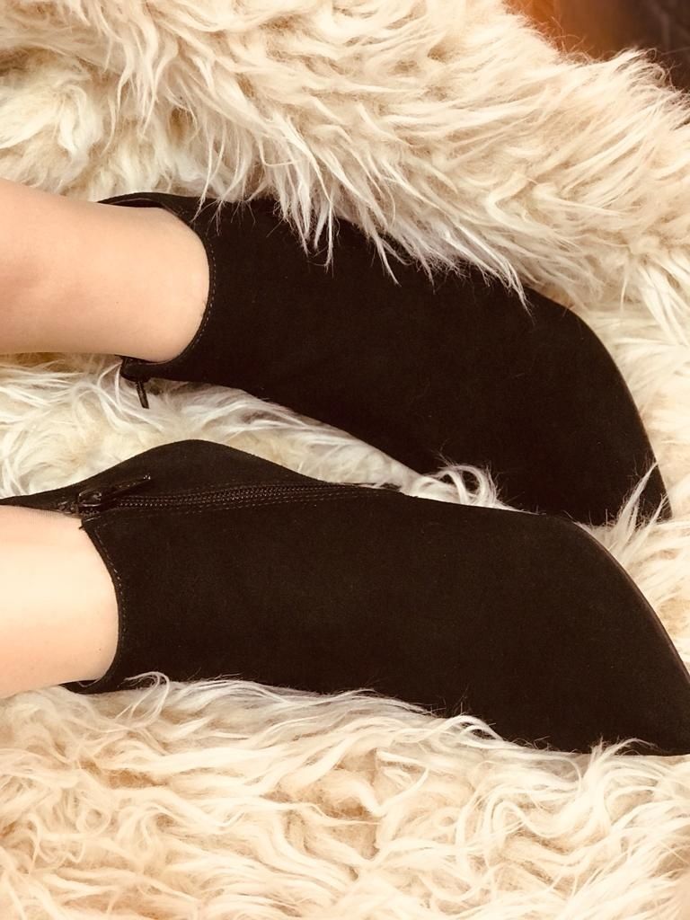 Botine negre piele întoarsă