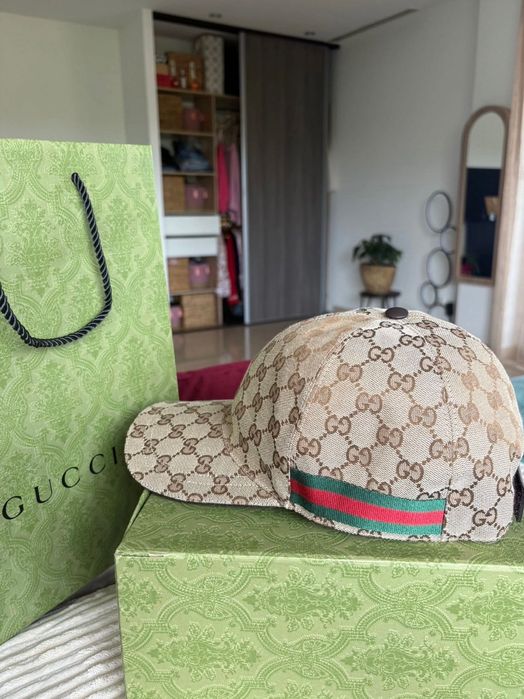 Sapca unisex Gucci originala bej baseball hat with Web noua cu factura
