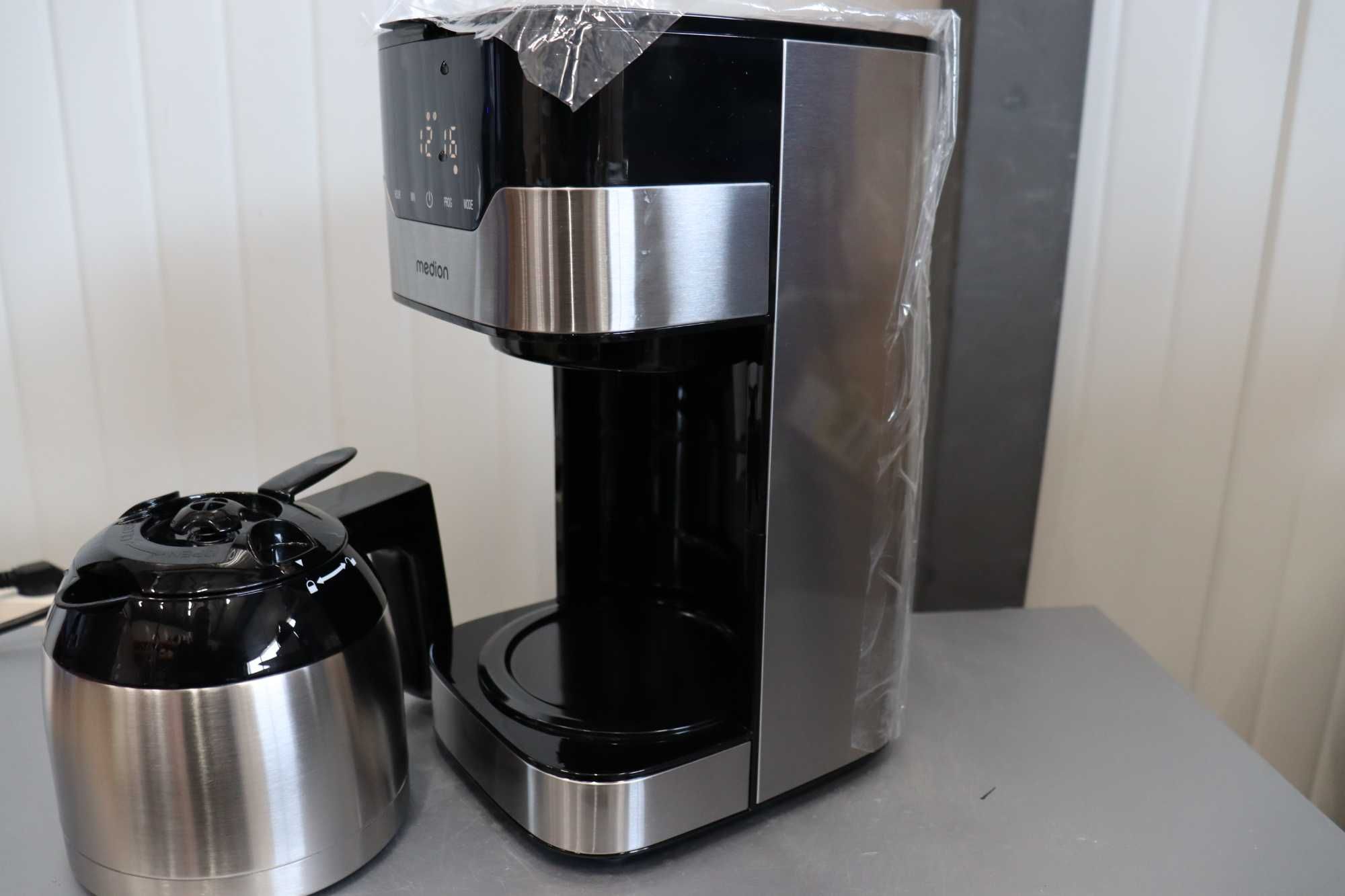 Шварц Кафе машина MEDION с термос и таймер 8-10 чаши, 1,2L, 900W