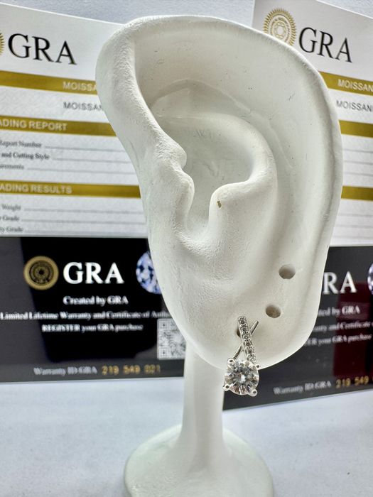 Сребърни обеци с мойсанит (Диамант) 0.5 карата