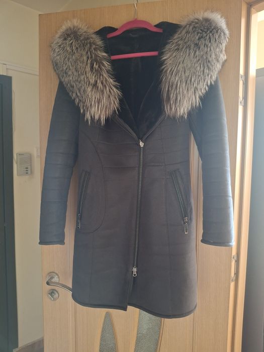 Cojoc natural cu vulpe argintie,  aproape nou, masura 40-42. 1000 ron