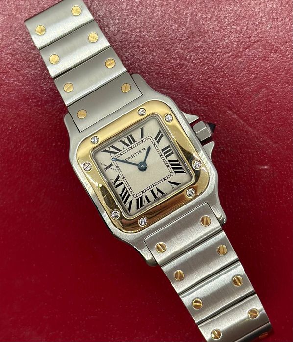 Cartier Santos Galbeé SM Quartz Aur-Otel *CA NOU*