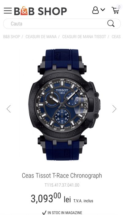 Ceas Tissot T-Race Chronograph BLUE- T115.417.37.041.00