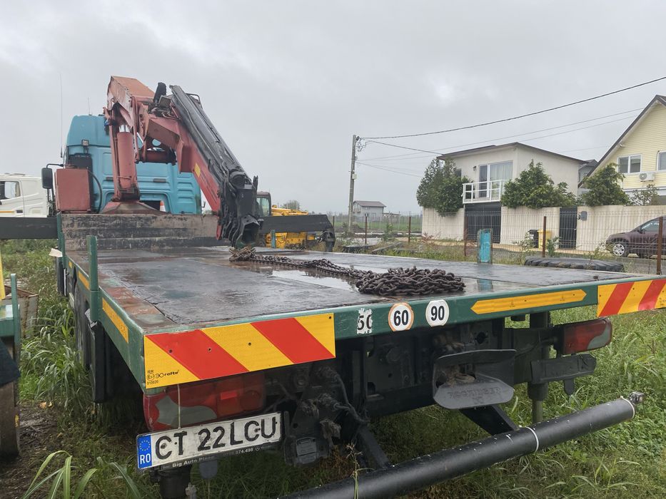 Camion MAN TGA 18.310 cu macara HMF 2823 K4 + platformă – Funcțional