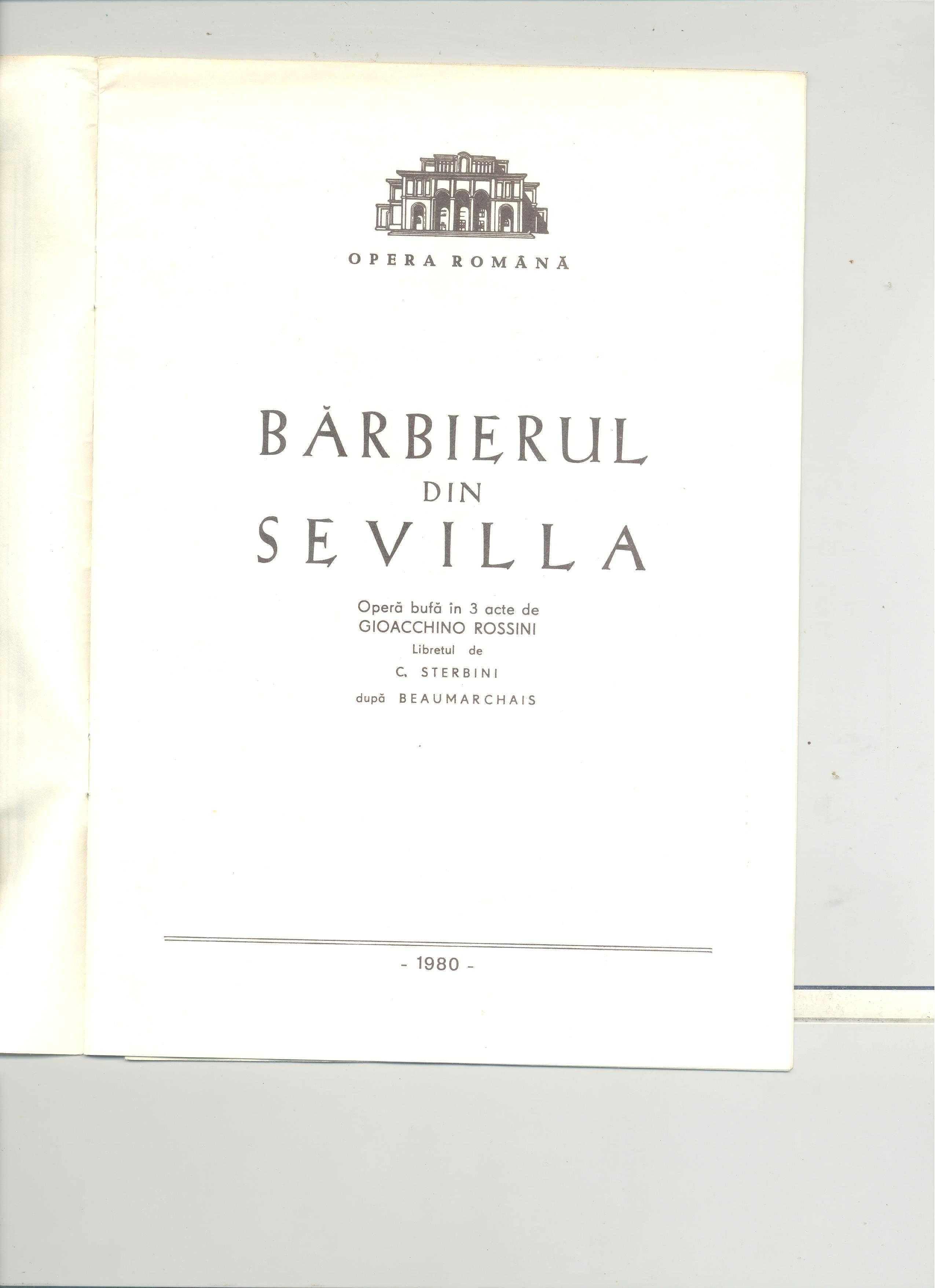 Program Opera Romana Barbierul din Sevilla ; 1980