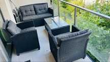 Set balcon/terasa: masa, canapea si 2 fotolii